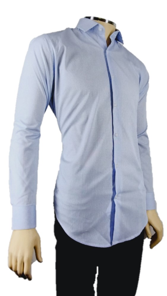 Camisa Masculina Social Xadrez Peq Azul
