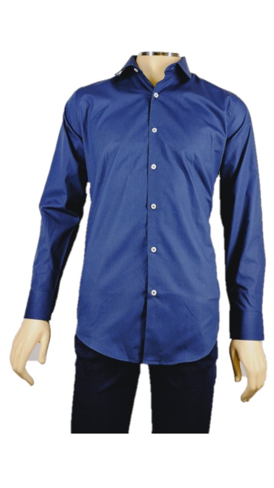 Camisa Masculina Social Azul Marinho Lisa