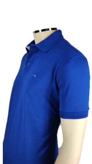 Camisa Polo Masculina Azul Roya Detalhe Gola