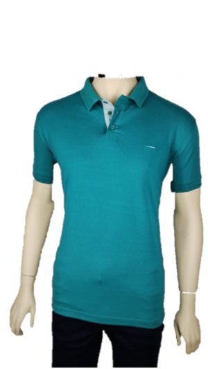 Camisa Polo Masculina Verde Detalhe Gola E Pu