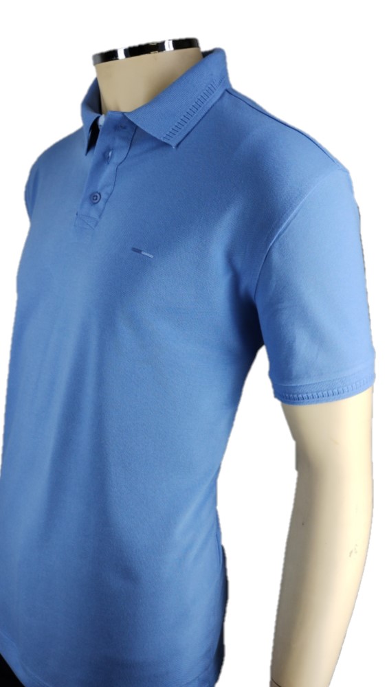 Camisa Polo Masculina Azul Bebe Detalhe Gola